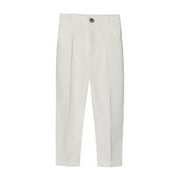 Posijego Boys' Suit Pants Solid Color Adjustable Elastic Waist Straight Leg Pants Dress School Pants with Pockets